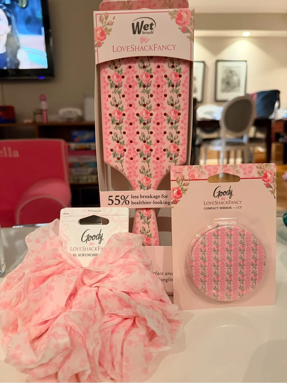 LoveShackFancy Pink Floral Hair Accessory Set